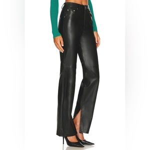 Black leather pants with slits